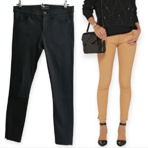 Current/Elliott Leather Side Slit Stiletto Pants in Vintage Black Ankle Size 27